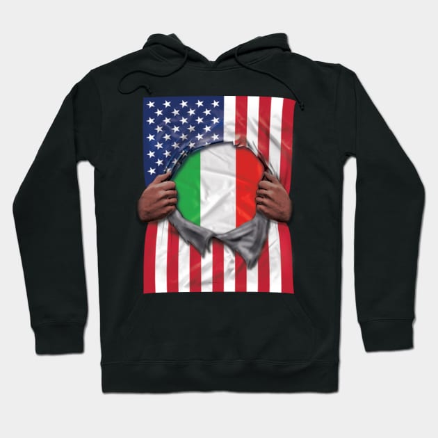 Italy Flag American Flag Ripped - Gift for Italian From Italy Hoodie by Country Flags